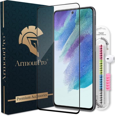 ArmourPro Edge To Edge Tempered Glass for Samsung Galaxy S21 FE 5G, Samsung S21 FE 5G, 1 OG Tempered Glass with 1 Cable Protector(Pack of 2)