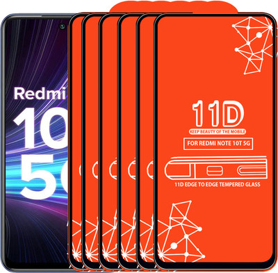 Qyist Edge To Edge Tempered Glass for Redmi Note 10T 5G(Pack of 6)