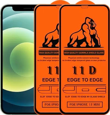 NaturalBuy Edge To Edge Tempered Glass for Apple iphone 12 Mini -11D(Pack of 2)