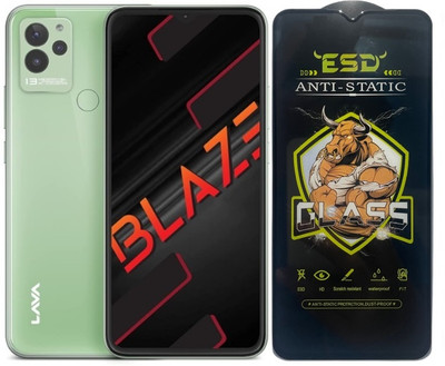 Blate Edge To Edge Tempered Glass for Lava Blaze, ESD Tempered Glass, ESD Screen Protector, Anti Static, Screen Protector(Pack of 1)