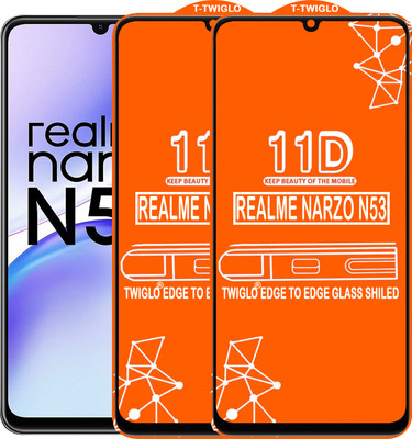 TWIGLO Edge To Edge Tempered Glass for REALME NARZO N53(Pack of 2)