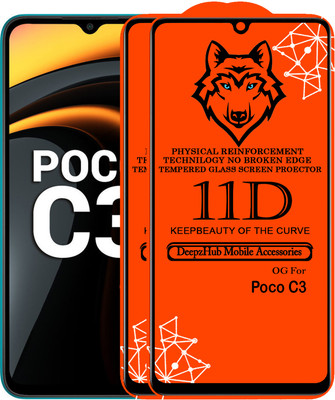 DeepzHub Edge To Edge Tempered Glass for POCO C3(Pack of 2)