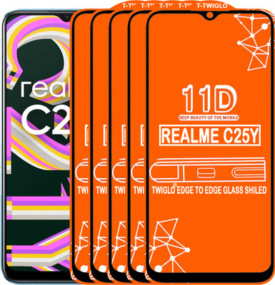 TWIGLO Edge To Edge Tempered Glass for REALME C21Y(Pack of 5)