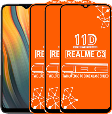 TWIGLO Edge To Edge Tempered Glass for REALME C3(Pack of 3)
