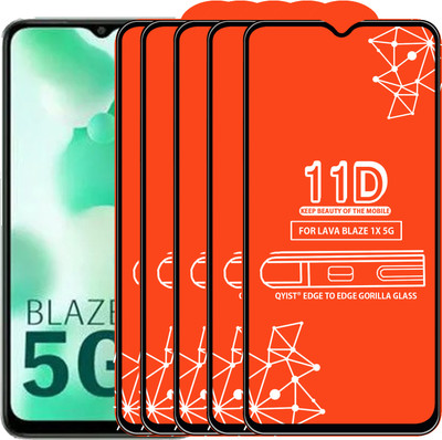Qyist Edge To Edge Tempered Glass for LAVA BLAZE 1X 5G(Pack of 5)