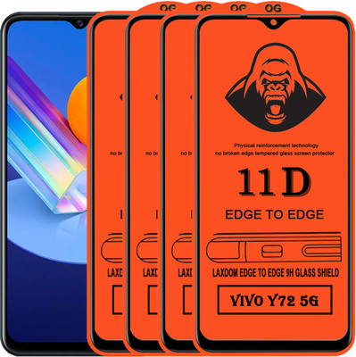 Laxdom Edge To Edge Tempered Glass for VIVO Y72 5G(Pack of 4)