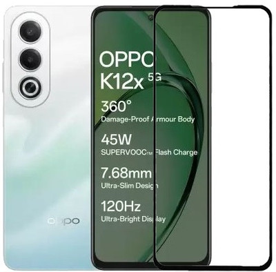 HOBBYTRONICS Edge To Edge Tempered Glass for OPPO K12x 5G, OPPO K12x, Oppo K12X, Oppo K12X 5G(Pack of 1)