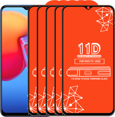 Qyist Edge To Edge Tempered Glass for Vivo Y51 2020(Pack of 5)