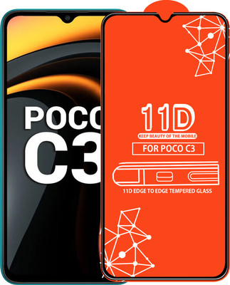 Roxel Edge To Edge Tempered Glass for Poco C3(Pack of 1)