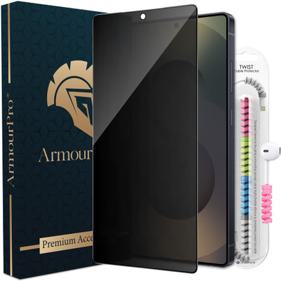 ArmourPro Edge To Edge Tempered Glass for Samsung Galaxy S25 Ultra 5G, Samsung Galaxy S25 Ultra, Samsung S25 Ultra 5G, Samsung S25 Ultra, Privacy Anti Spy Protection Glass with Cable Protector(Pack of 1)