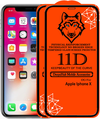 DeepzHub Edge To Edge Tempered Glass for Apple iPhone X(Pack of 2)
