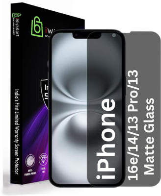 iWishKart Edge To Edge Tempered Glass for Apple iPhone 16e, iPhone 13 / 13 Pro, iPhone 14, Premium Matte Military grade Edge to Edge Premium gorilla glass with Self Installation Guide - Wet & Dry wipes, Dust Absorber [With Warranty](Pack of 1)