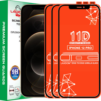 Laxdom Edge To Edge Tempered Glass for APPLE IPHONE 12 PRO(Pack of 3)