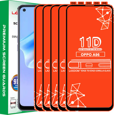 Laxdom Edge To Edge Tempered Glass for OPPO A96(Pack of 5)