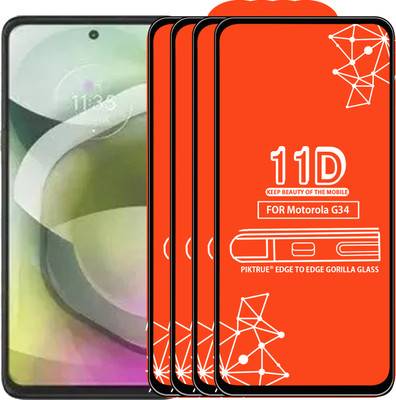 PikTrue Edge To Edge Tempered Glass for Motorola G34(Pack of 4)