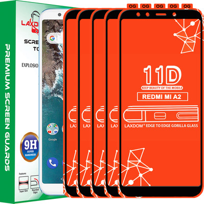 Laxdom Edge To Edge Tempered Glass for Mi A2(Pack of 5)