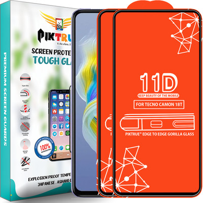 PikTrue Edge To Edge Tempered Glass for Tecno Camon 18T(Pack of 2)