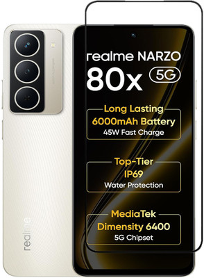 BRENZZ Edge To Edge Tempered Glass for realme Narzo 80x 5G, realme Narzo 80x(Pack of 1)