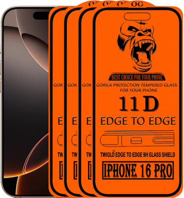 TWIGLO Edge To Edge Tempered Glass for IPHONE 16 PRO(Pack of 4)