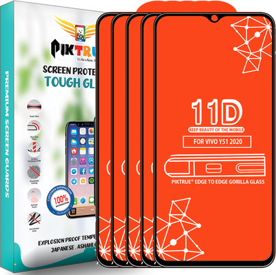 PikTrue Edge To Edge Tempered Glass for Vivo Y51 2020(Pack of 5)