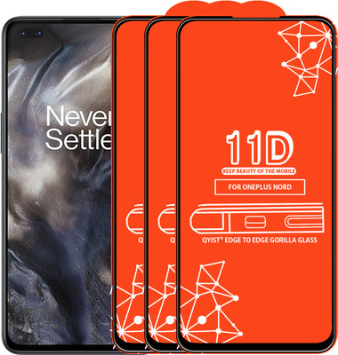 Qyist Edge To Edge Tempered Glass for Oneplus Nord(Pack of 3)