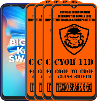 CYOR Edge To Edge Tempered Glass for TECNO SPARK 6 GO(Pack of 4)