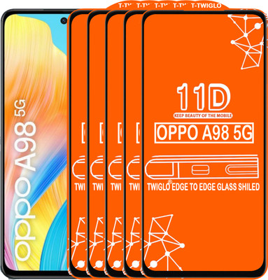 TWIGLO Edge To Edge Tempered Glass for OPPO A98 5G(Pack of 5)