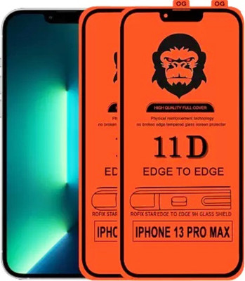 1DOLLAR Edge To Edge Tempered Glass for Apple iPhone 13 Pro Max -[ Full Adhesive Glass, With Installation Kit ](Pack of 2)