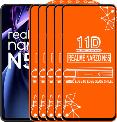 TWIGLO Edge To Edge Tempered Glass for REALME NARZO N55(Pack of 5)