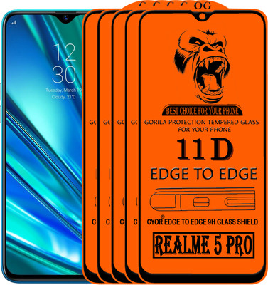 CYOR Edge To Edge Tempered Glass for REALME 5 PRO(Pack of 5)