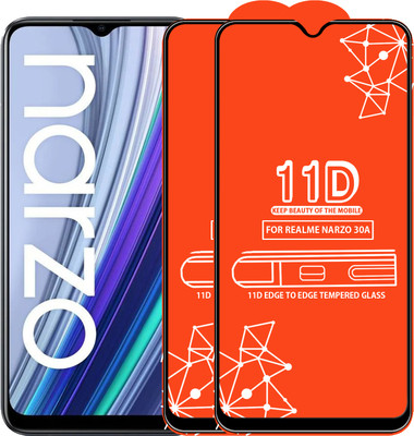 Roxel Edge To Edge Tempered Glass for Realme Narzo 30A(Pack of 2)