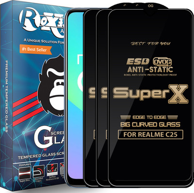 Roxel Edge To Edge Tempered Glass for REALME C25(Pack of 3)