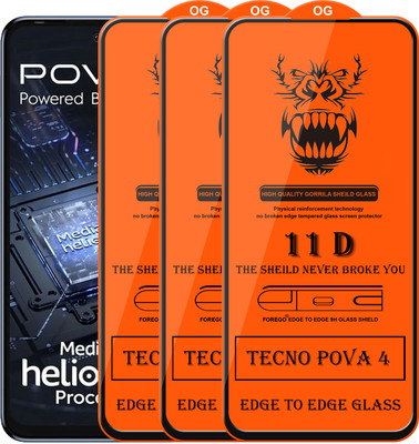 Forego Edge To Edge Tempered Glass for Tecno Pova 4(Pack of 3)