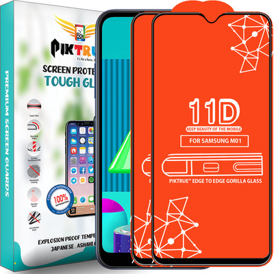 PikTrue Edge To Edge Tempered Glass for Samsung Galaxy M01(Pack of 2)