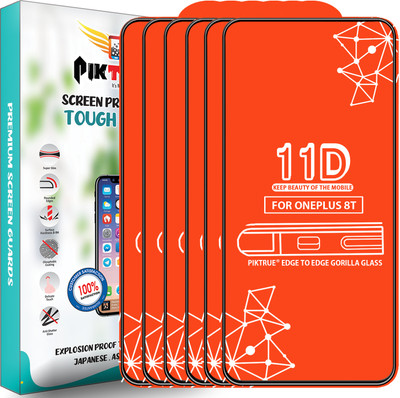 PikTrue Edge To Edge Tempered Glass for Oneplus 8T(Pack of 6)