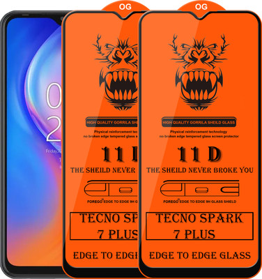 Forego Edge To Edge Tempered Glass for Tecno Spark 7 Plus(Pack of 2)