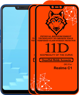 DeepzHub Edge To Edge Tempered Glass for Realme C1(Pack of 2)