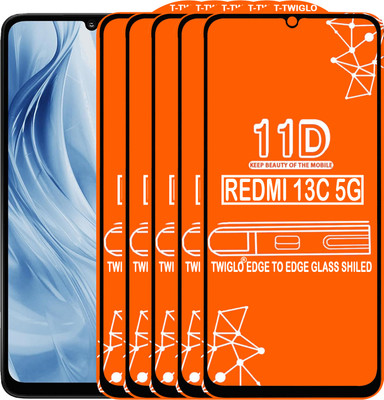TWIGLO Edge To Edge Tempered Glass for REDMI MI 13C 5G(Pack of 5)