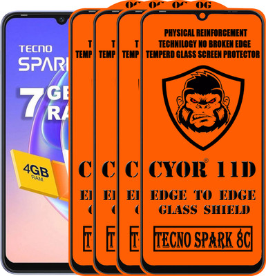CYOR Edge To Edge Tempered Glass for TECNO SPARK 8C(Pack of 4)