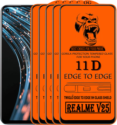 TWIGLO Edge To Edge Tempered Glass for REALME V25(Pack of 5)