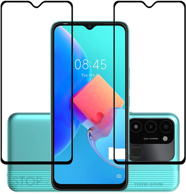 NIMMIKA ENTERPRISES Edge To Edge Tempered Glass for Tecno Spark 8c(Edge-to-Edge Coverage | 9H Hardness Protection | High-Definition Clarity | Bubble-Free Installation | Shatter-Resistant Technology | Oleophobic Coating | Case-Friendly Design)(Pack of 2)