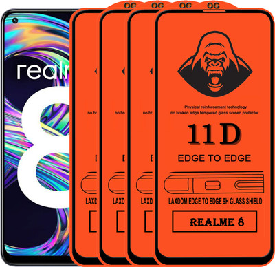 Laxdom Edge To Edge Tempered Glass for REALME 8(Pack of 4)
