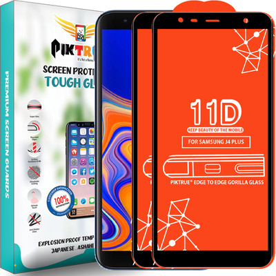 PikTrue Edge To Edge Tempered Glass for Samsung Galaxy J4 Plus(Pack of 2)