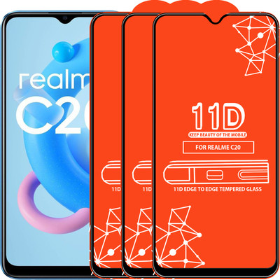 Roxel Edge To Edge Tempered Glass for Realme C20(Pack of 3)