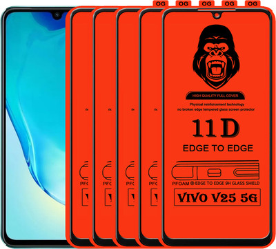 Laxdom Edge To Edge Tempered Glass for VIVO V25 5G(Pack of 5)