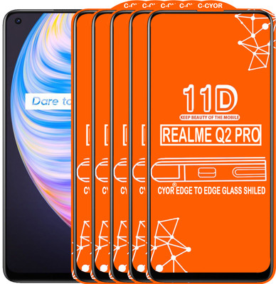 CYOR Edge To Edge Tempered Glass for REALME Q2 PRO(Pack of 5)