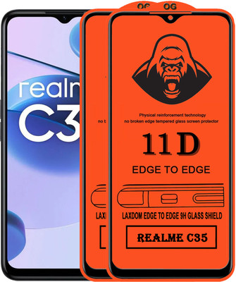 Laxdom Edge To Edge Tempered Glass for REALME C35(Pack of 2)