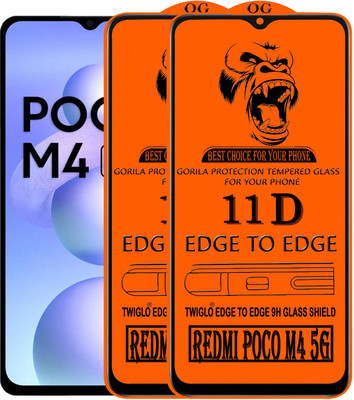 TWIGLO Edge To Edge Tempered Glass for REDMI POCO M4 5G(Pack of 3)