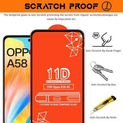 Qyist Edge To Edge Tempered Glass for Oppo A58 4G(Pack of 4)