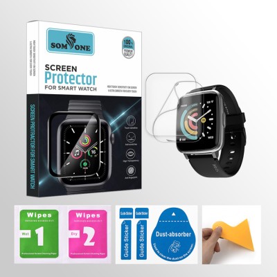 SOMTONE Edge To Edge Tempered Glass for Noise ColorFit Pulse 1.4 inch Smartwatch 2 PROTECTOR + 2 WIPES + 2 DUST REMOVAL STICKER + 1 WIPER(Pack of 2)